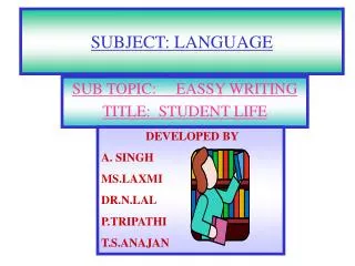 SUBJECT: LANGUAGE