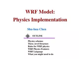 WRF Model: Physics Implementation