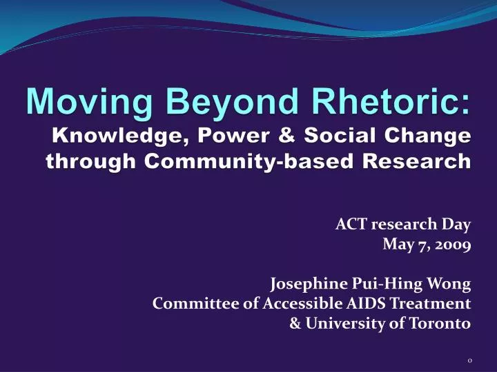 moving beyond rhetoric knowledge power social change through community based research