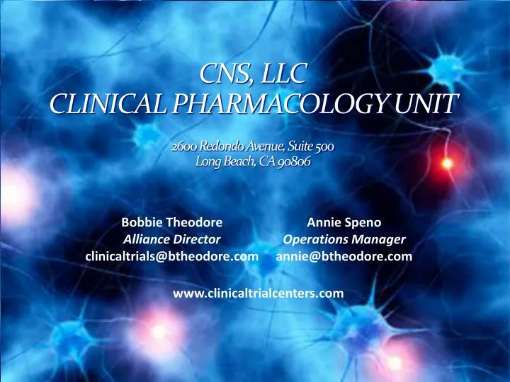 cns llc clinical pharmacology unit 2600 redondo avenue suite 500 long beach ca 90806