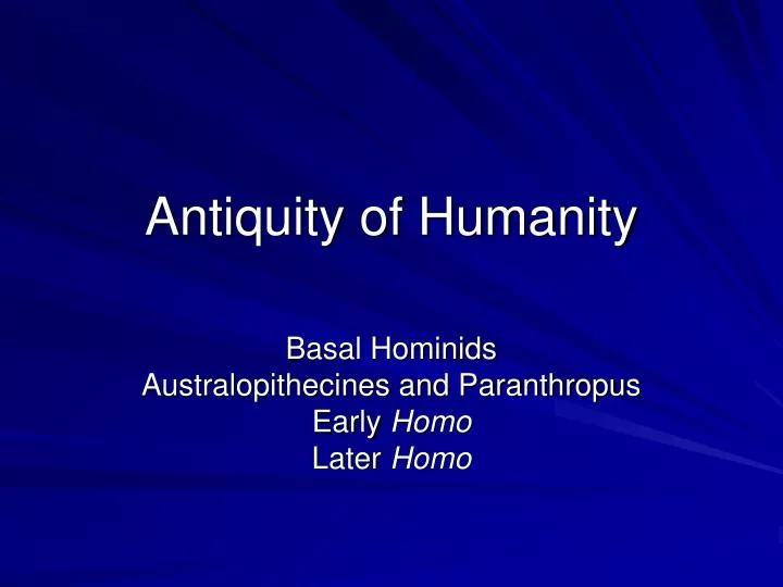 antiquity of humanity