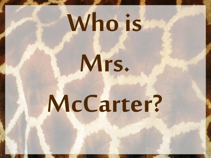 who is mrs mccarter