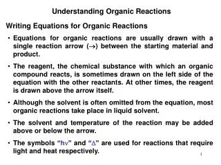 Understanding Organic Reactions