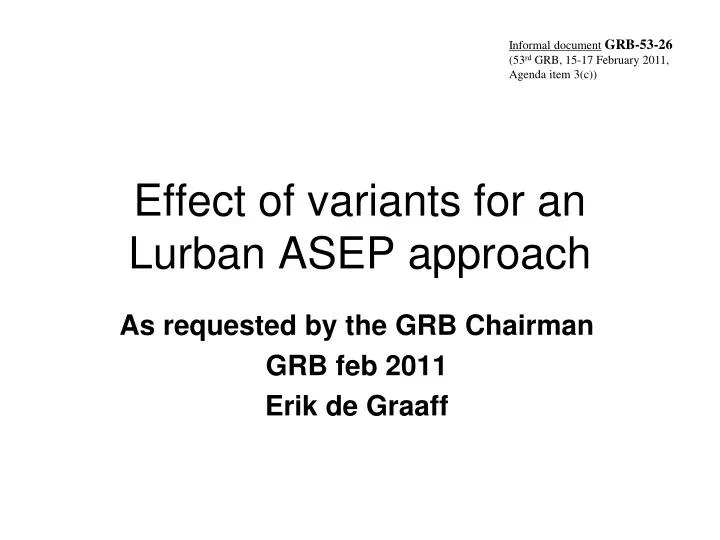 effect of variants for an lurban asep approach