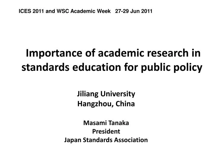 importance of academic research in standards education for public policy