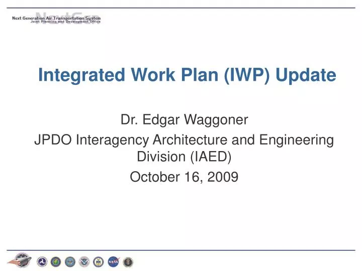 integrated work plan iwp update