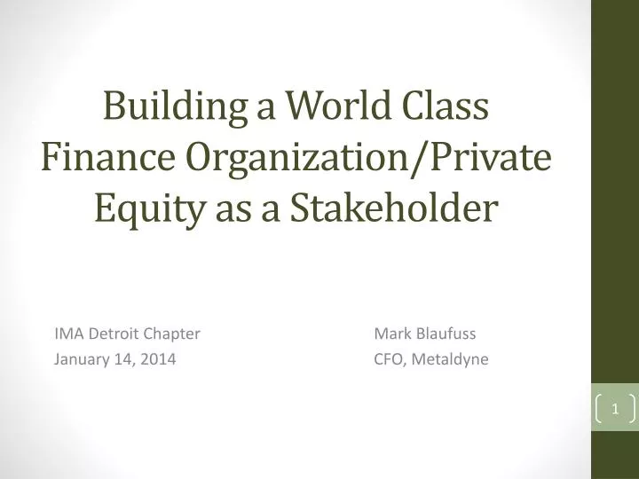 building a world class finance organization private equity as a stakeholder
