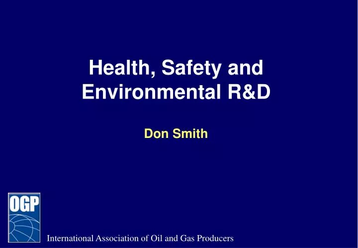 health safety and environmental r d don smith