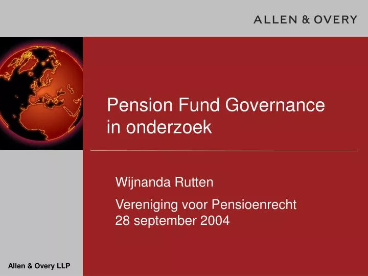 pension fund governance in onderzoek