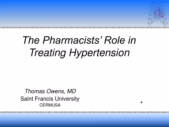 the pharmacists role in treating hypertension