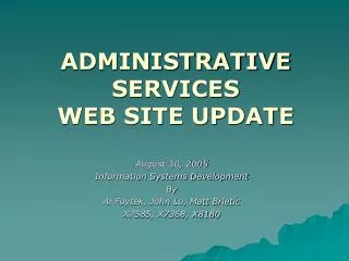 ADMINISTRATIVE SERVICES WEB SITE UPDATE