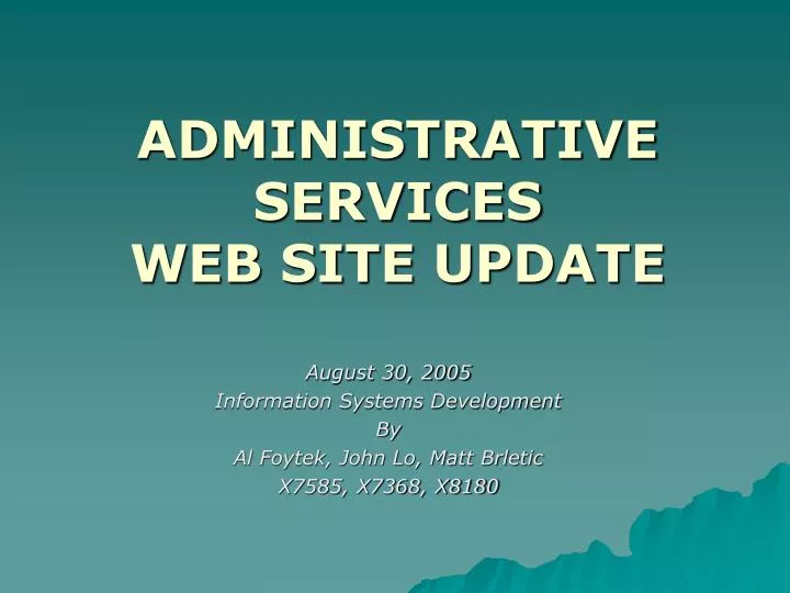 administrative services web site update