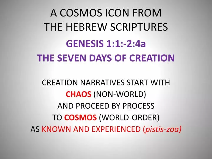 a cosmos icon from the hebrew scriptures