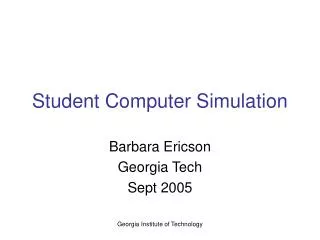 student computer simulation