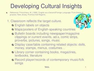 Developing Cultural Insights
