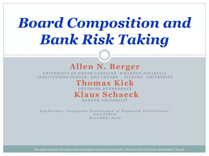 board composition and bank risk taking