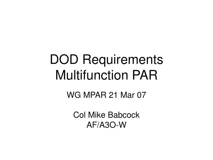 dod requirements multifunction par