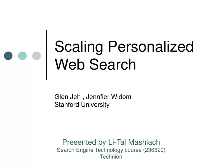 scaling personalized web search