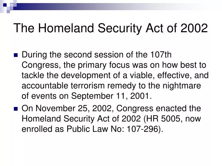 the homeland security act of 2002