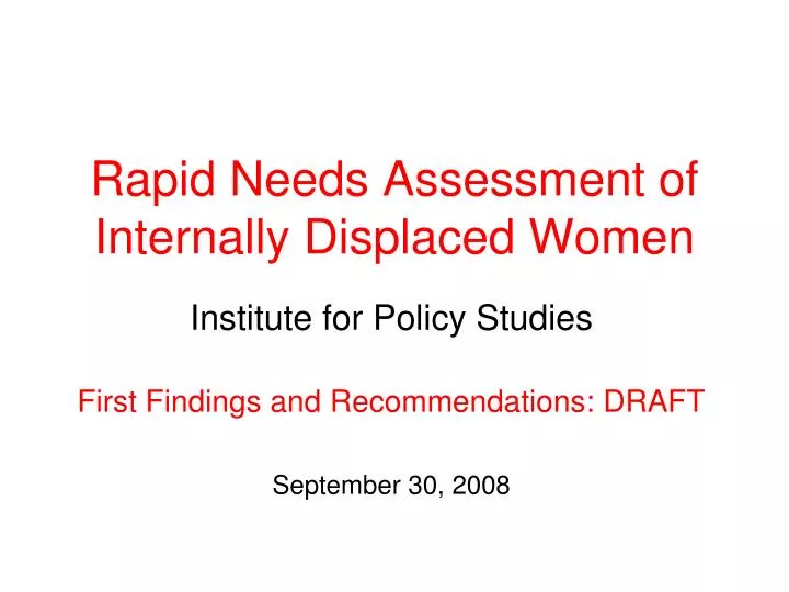 rapid needs assessment of internally displaced women