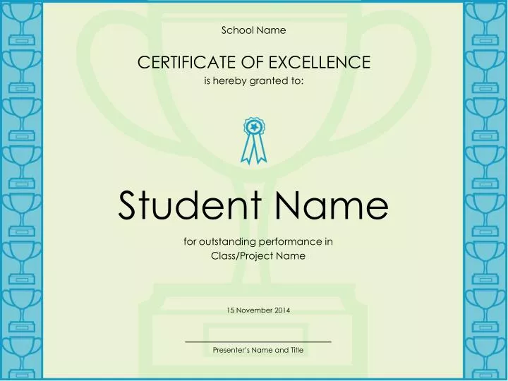 school name certificate of excellence