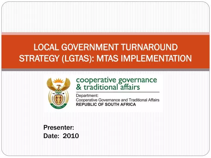 local government turnaround strategy lgtas mtas implementation