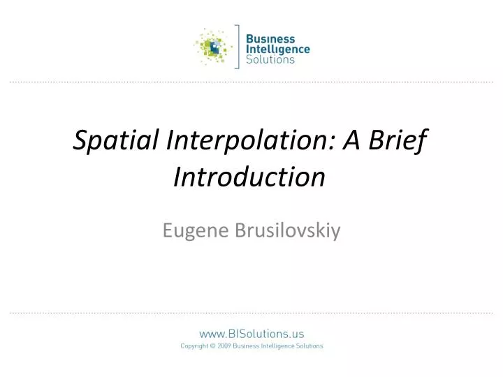 spatial interpolation a brief introduction