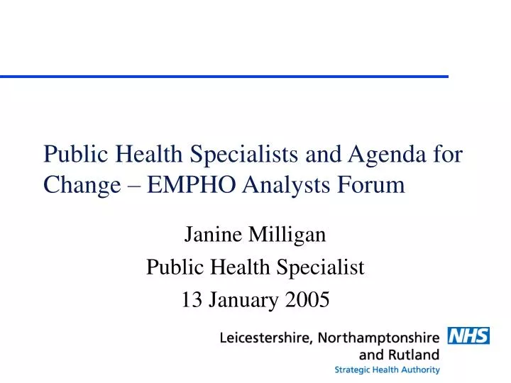 public health specialists and agenda for change empho analysts forum