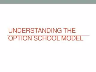 Understanding the Option School Model