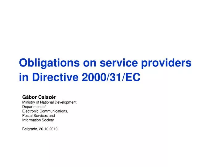 obligations on service providers in directive 2000 31 ec