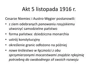 akt 5 listopada 1916 r