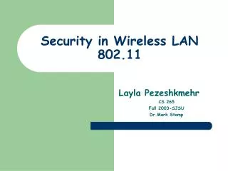 Security in Wireless LAN 802.11