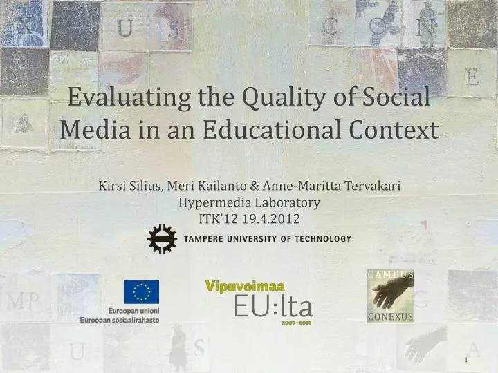 evaluating the quality of social media in an educational context