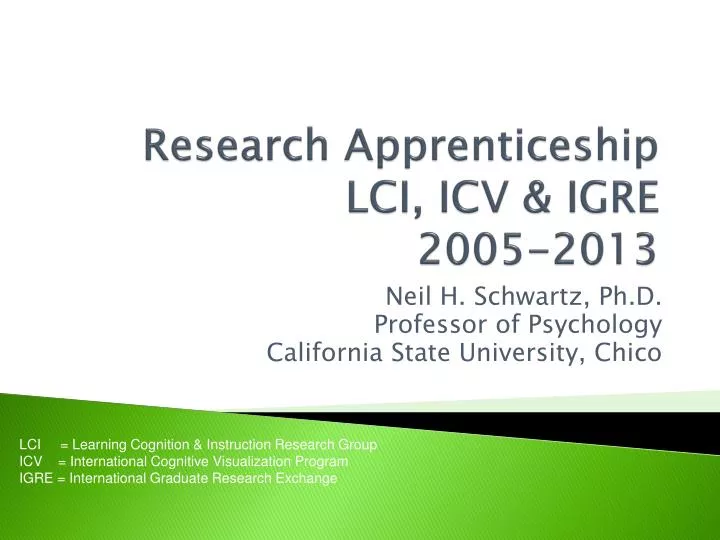 research apprenticeship lci icv igre 2005 2013