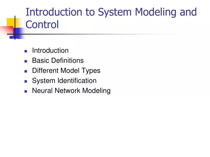 introduction to system modeling and control