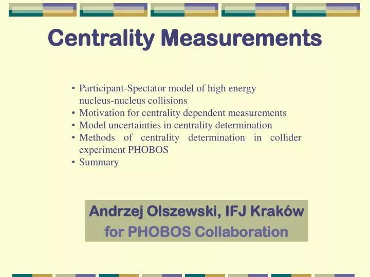 centrality measurements