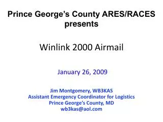 Winlink 2000 Airmail January 26, 2009