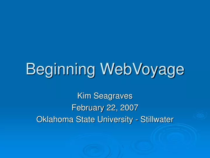 beginning webvoyage