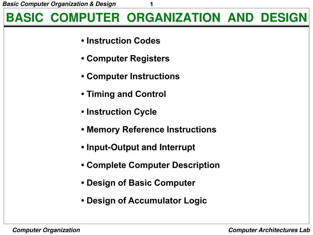 PPT - BASIC COMPUTER ORGANIZATION AND DESIGN PowerPoint Presentation ...