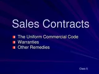 Sales Contracts