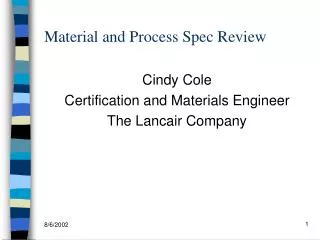 Material and Process Spec Review