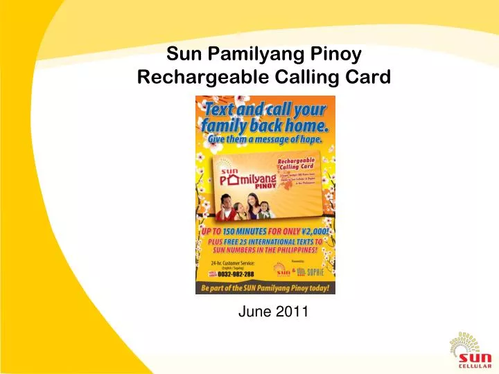 sun pamilyang pinoy rechargeable calling card