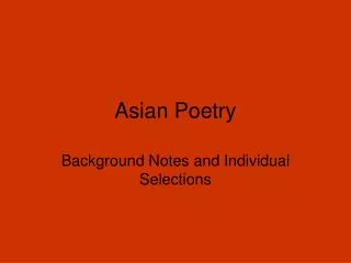 Asian Poetry