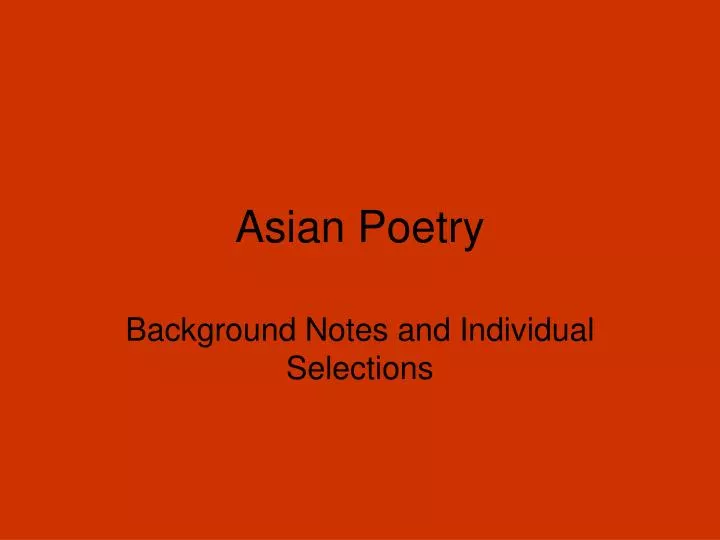 asian poetry