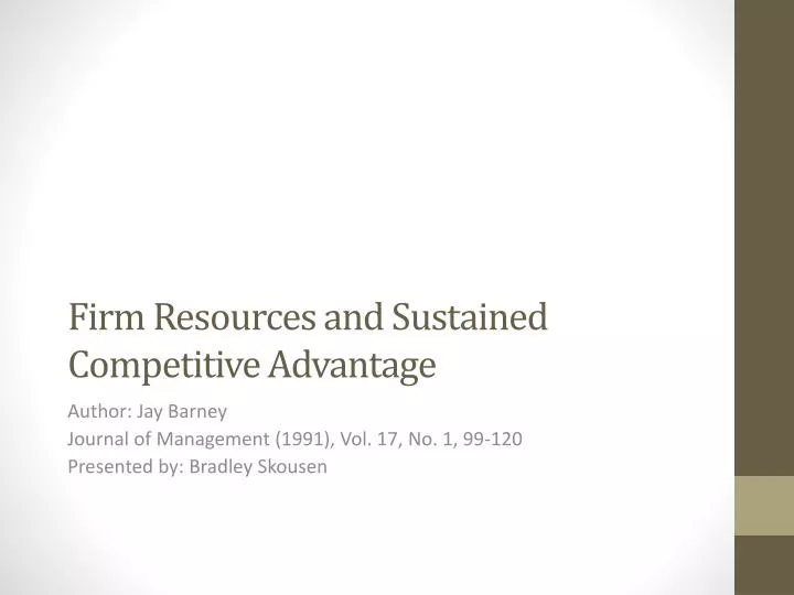 firm resources and sustained competitive advantage