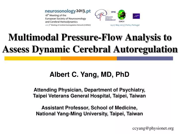 multimodal pressure flow analysis to assess dynamic cerebral autoregulation