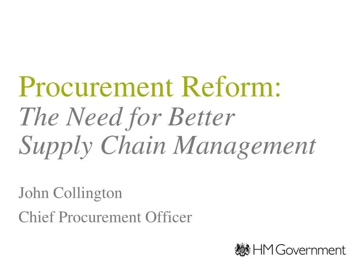 procurement reform the need for better supply chain management