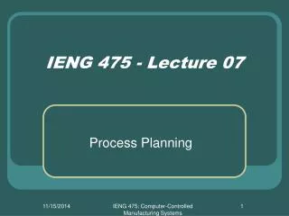 IENG 475 - Lecture 07