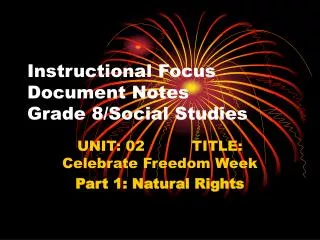 Instructional Focus Document Notes Grade 8/Social Studies