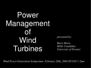 Power Management of Wind Turbines